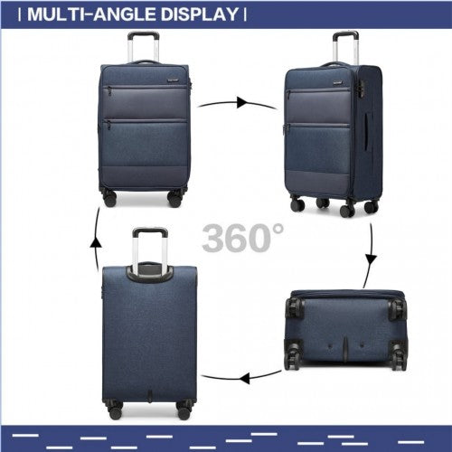 British Traveller 28 Inch Lightweight Soft Shell Expandable Suitcase With TSA Lock - Navy