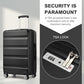 Kono 24 Inch Expandable Horizontal Engraved Hard Shell ABS+PC Check-In Suitcase with TSA Lock - Black