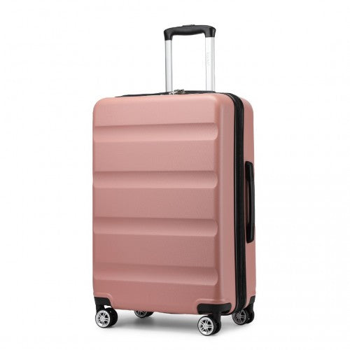 Kono 24 Inch Expandable Horizontal Engraved Hard Shell ABS+PC Check-In Suitcase with TSA Lock - Nude