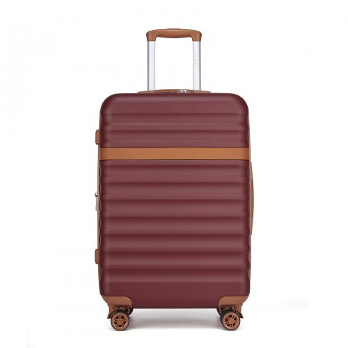 Kono 24 Inch Expandable Lightweight Hard Shell ABS+PC Check-In Suitcase with TSA Lock Ideal for Extended Trips and Secure Travel - Burgundy And Brown