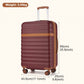 Kono 24 Inch Expandable Lightweight Hard Shell ABS+PC Check-In Suitcase with TSA Lock Ideal for Extended Trips and Secure Travel - Burgundy And Brown