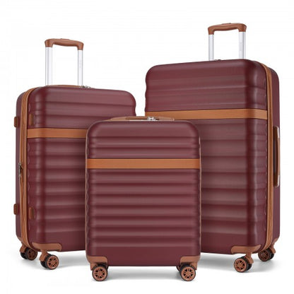 Kono 3-Piece Expandable Luggage Set 20"/24"/28" Durable Hard Shell ABS+PC Suitcases with TSA Lock for Secure Travel