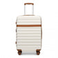 Kono 24 Inch Expandable Lightweight Hard Shell ABS+PC Check-In Suitcase with TSA Lock Ideal for Extended Trips and Secure Travel - Cream And Brown