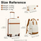 Kono 20 Inch Stylish Hard Shell ABS+PC Cabin Suitcase included Multi-Compartment Backpack with Small Pouch 3 Piece Travel Set - Cream/Brown