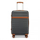 Kono 24 Inch Expandable Lightweight Hard Shell ABS+PC Check-In Suitcase with TSA Lock Ideal for Extended Trips and Secure Travel - Grey/Brown