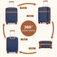 Kono 20 Inch Stylish Lightweight Hard Shell ABS+PC Cabin Carry-On Suitcase with TSA Lock for Enhanced Security - Navy and Brown