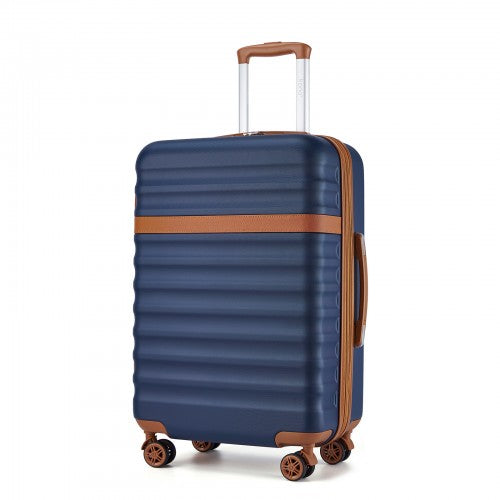 Kono 24 Inch Expandable Lightweight Hard Shell ABS+PC Check-In Suitcase with TSA Lock Ideal for Extended Trips and Secure Travel - Navy And Brown