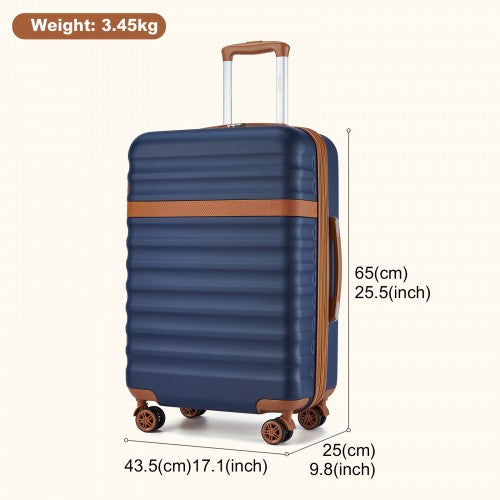 Kono 24 Inch Expandable Lightweight Hard Shell ABS+PC Check-In Suitcase with TSA Lock Ideal for Extended Trips and Secure Travel - Navy And Brown