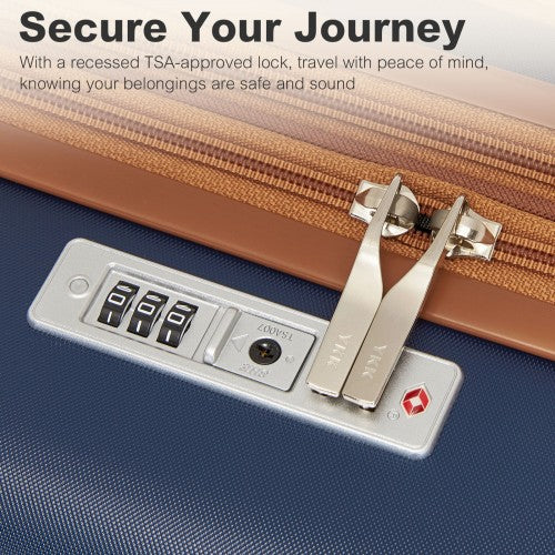 Kono 24 Inch Expandable Lightweight Hard Shell ABS+PC Check-In Suitcase with TSA Lock Ideal for Extended Trips and Secure Travel - Navy And Brown