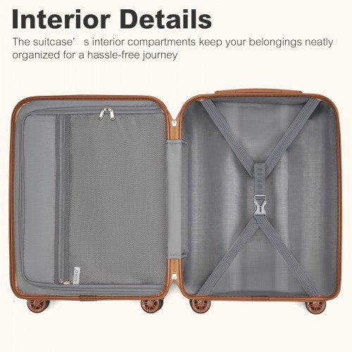 Kono 24 Inch Expandable Lightweight Hard Shell ABS+PC Check-In Suitcase with TSA Lock Ideal for Extended Trips and Secure Travel - Navy And Brown