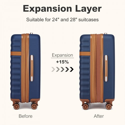Kono 24 Inch Expandable Lightweight Hard Shell ABS+PC Check-In Suitcase with TSA Lock Ideal for Extended Trips and Secure Travel - Navy And Brown