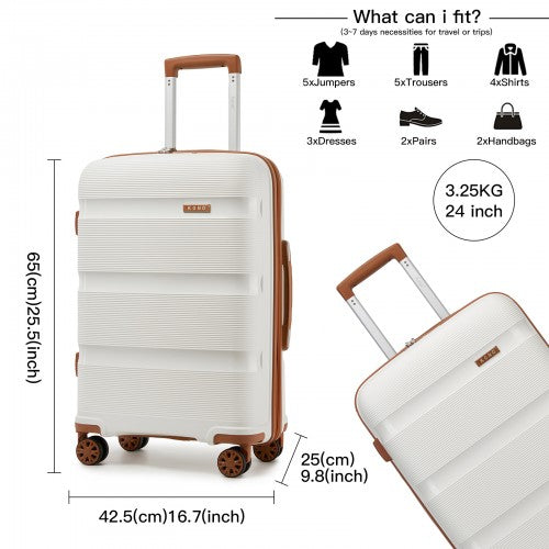 Kono 24-Inch PP Hardshell Suitcase–Durable Checked Luggage with TSA Lock & 360 Spinner Silent Wheels