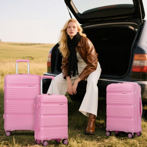 Kono 24-Inch PP Hardshell Suitcase–Durable Checked Luggage with TSA Lock & 360 Spinner Silent Wheels