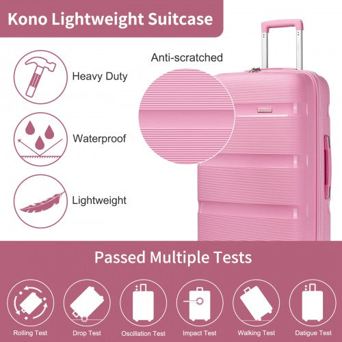 Kono 4-Piece PP Hardshell Luggage Set–Durable Travel Suitcases with TSA Lock, 360° Spinner Wheels with Vanity Case
