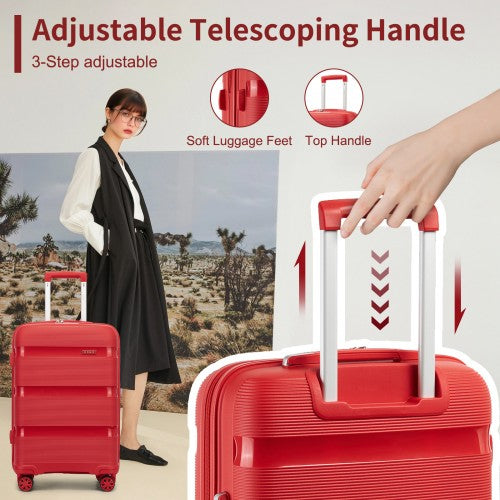 Kono 19-Inch PP Hardshell Carry-On Suitcase–Lightweight Cabin Luggage with TSA Lock, 360 Silent Spinner Wheels