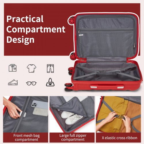 Kono 19-Inch PP Hardshell Carry-On Suitcase–Lightweight Cabin Luggage with TSA Lock, 360 Silent Spinner Wheels