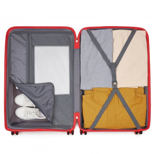 Kono 4-Piece PP Hardshell Luggage Set–Durable Travel Suitcases with TSA Lock, 360° Spinner Wheels with Vanity Case