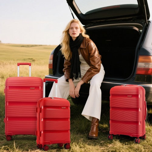 Kono 4-Piece PP Hardshell Luggage Set–Durable Travel Suitcases with TSA Lock, 360° Spinner Wheels with Vanity Case