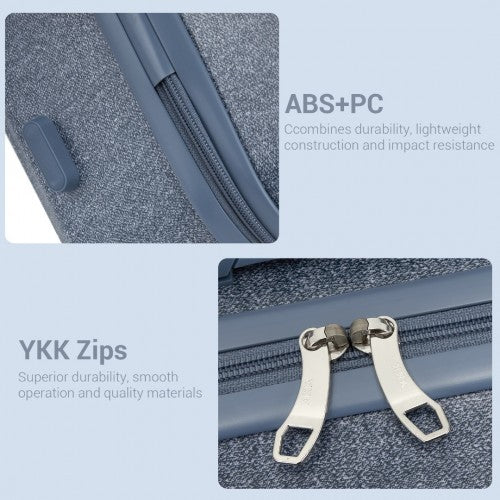 Kono 20 Inch Cabin Size Minimalist Hard Shell ABS+PC Carry-On Suitcase with TSA Lock 360 Spinner Wheels - Denim Blue