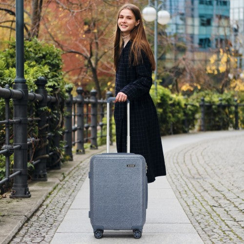 Kono 20 Inch Cabin Size Minimalist Hard Shell ABS+PC Carry-On Suitcase with TSA Lock 360 Spinner Wheels - Denim Blue