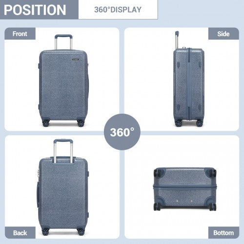 Kono 20 Inch Cabin Size Minimalist Hard Shell ABS+PC Carry-On Suitcase with TSA Lock 360 Spinner Wheels - Denim Blue
