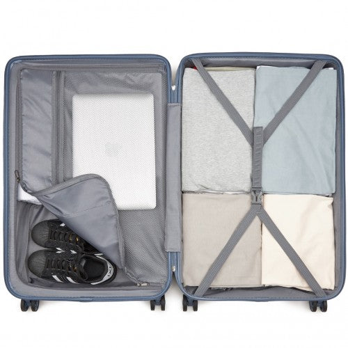 Kono 3-Piece Minimalist Hard Shell ABS+PC Luggage Set with TSA Lock and 360 Spinner Wheels - Denim Blue