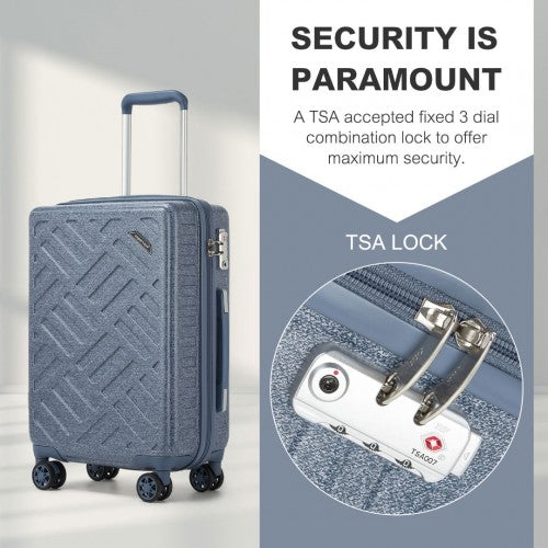 Supercase 20 Inch Sleek Geometric Pattern Hard Shell ABS+PC Cabin Carry-On Suitcase with TSA Lock - Denim Blue