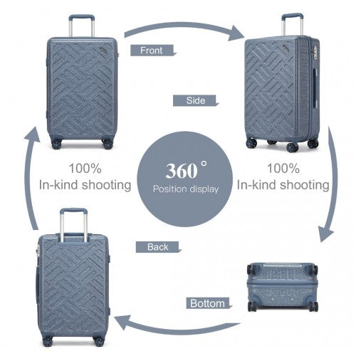 Supercase 20 Inch Sleek Geometric Pattern Hard Shell ABS+PC Cabin Carry-On Suitcase with TSA Lock - Denim Blue
