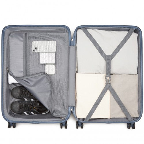Supercase 24 Inch Sleek Geometric Pattern Hard Shell ABS+PC Check-In Suitcase with TSA Lock for Effortless Travel - Denim Blue
