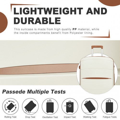 Kono 20/24/28 inch PP Modern Scratch-Resistant Suitcase Set with TSA Lock & Stylish Brown Accents
