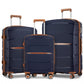 Kono 20/24/28 inch PP Modern Scratch-Resistant Suitcase Set with TSA Lock & Stylish Brown Accents