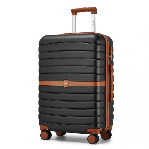 Kono ABS+PC Striped Design with Colour-Block Details 3-Piece Hardshell Luggage Set with Spinner Wheels