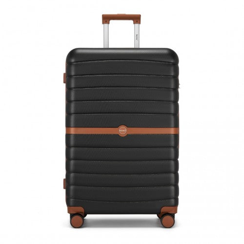 Kono ABS+PC 28-Inch Striped Design with Colour-Block Details Large Checked Luggage for Longer Travels