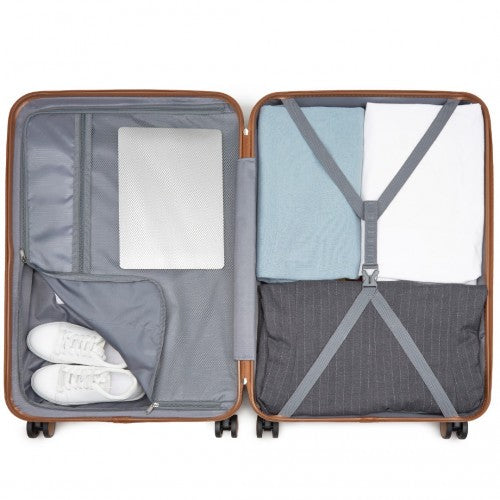 Kono ABS+PC Striped Design with Colour-Block Details 3-Piece Hardshell Luggage Set with Spinner Wheels