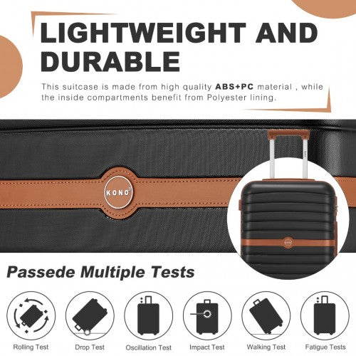 Kono ABS+PC 28-Inch Striped Design with Colour-Block Details Large Checked Luggage for Longer Travels