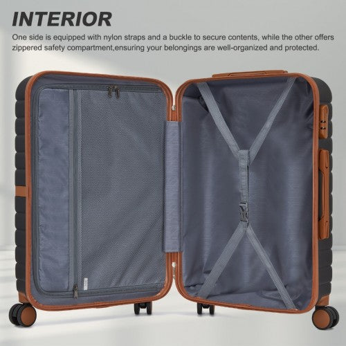 Kono ABS+PC 28-Inch Striped Design with Colour-Block Details Large Checked Luggage for Longer Travels