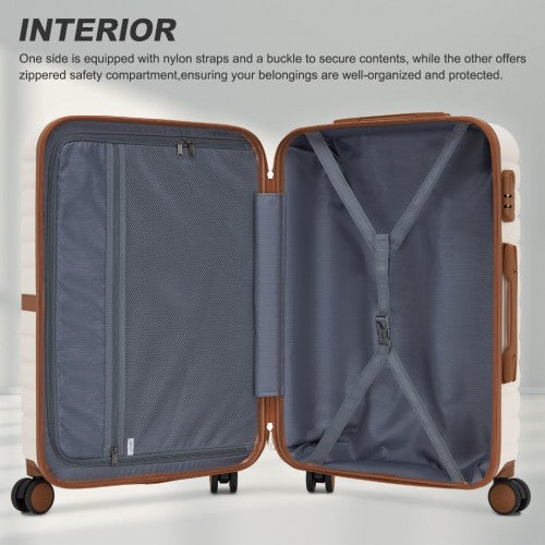 Kono ABS+PC Striped Design with Colour-Block Details 3-Piece Hardshell Luggage Set with Spinner Wheels