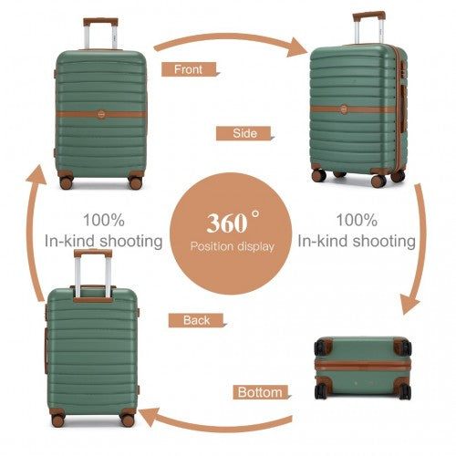 Kono ABS+PC Striped Design with Colour-Block Details 3-Piece Hardshell Luggage Set with Spinner Wheels