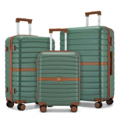 Kono ABS+PC Striped Design with Colour-Block Details 3-Piece Hardshell Luggage Set with Spinner Wheels
