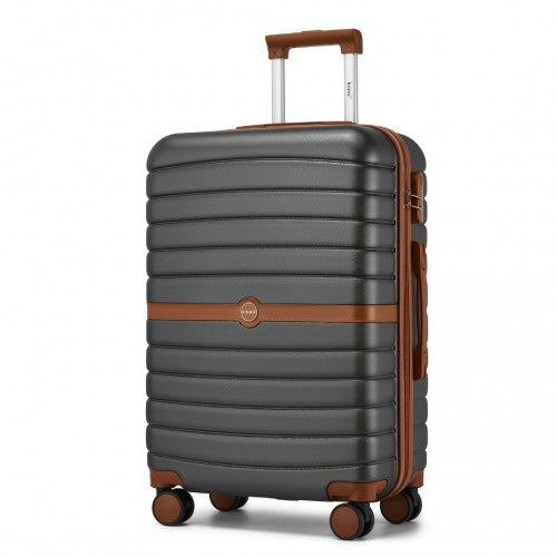 Kono ABS+PC Striped Design with Colour-Block Details 3-Piece Hardshell Luggage Set with Spinner Wheels