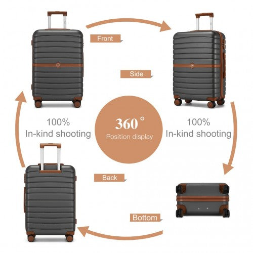 Kono ABS+PC 28-Inch Striped Design with Colour-Block Details Large Checked Luggage for Longer Travels
