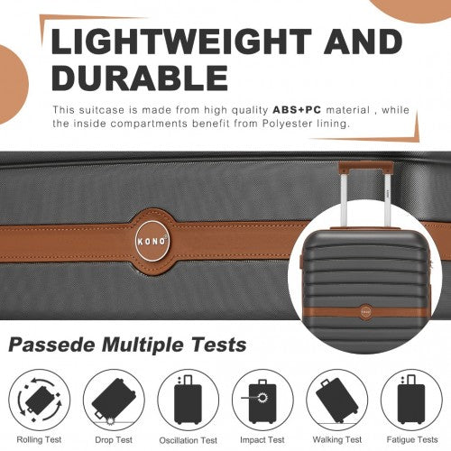 Kono ABS+PC 28-Inch Striped Design with Colour-Block Details Large Checked Luggage for Longer Travels