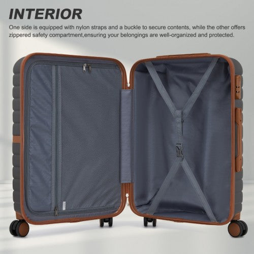 Kono ABS+PC Striped Design with Colour-Block Details 3-Piece Hardshell Luggage Set with Spinner Wheels
