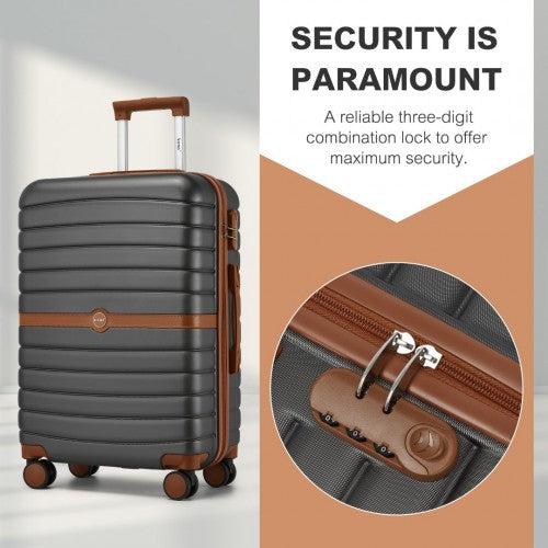 Kono ABS+PC Striped Design with Colour-Block Details 3-Piece Hardshell Luggage Set with Spinner Wheels