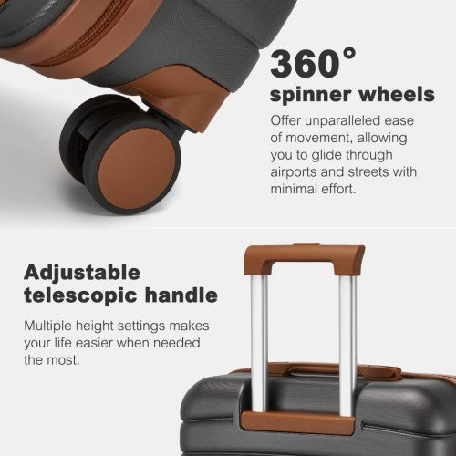 Kono ABS+PC Striped Design with Colour-Block Details 3-Piece Hardshell Luggage Set with Spinner Wheels