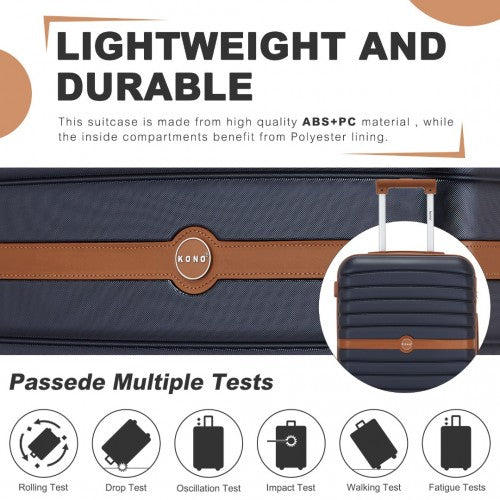 Kono ABS+PC 28-Inch Striped Design with Colour-Block Details Large Checked Luggage for Longer Travels