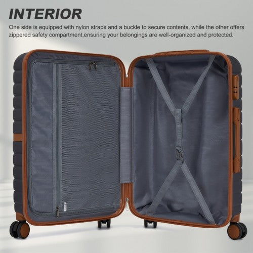 Kono ABS+PC 28-Inch Striped Design with Colour-Block Details Large Checked Luggage for Longer Travels