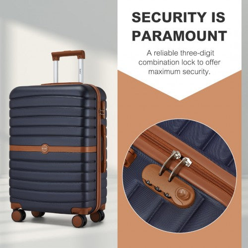 Kono ABS+PC 28-Inch Striped Design with Colour-Block Details Large Checked Luggage for Longer Travels