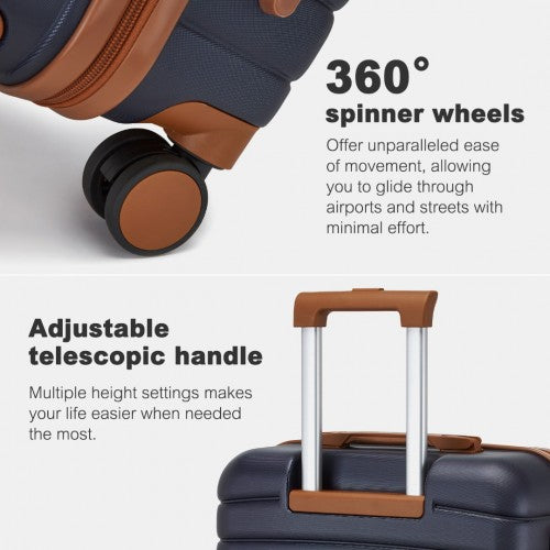 Kono ABS+PC 28-Inch Striped Design with Colour-Block Details Large Checked Luggage for Longer Travels