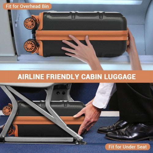 Kono 16 Inch ABS Hard Shell Under-Seat Cabin Suitcase with Spinner Wheels